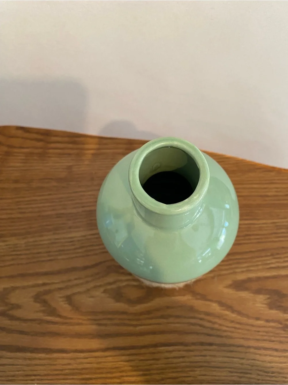 Green Ceramic Table Vase with Natural Twine Rope Accent